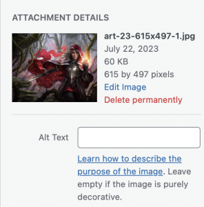 A screenshot showing how to add alt text.