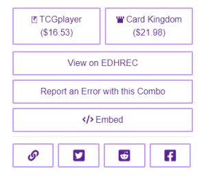 Image of Commander Spellbook combo options.