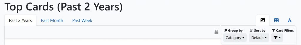 A screen shot of the EDHREC Top Cards menu.