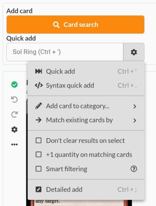 A screenshot of the search bar on the deck page.
