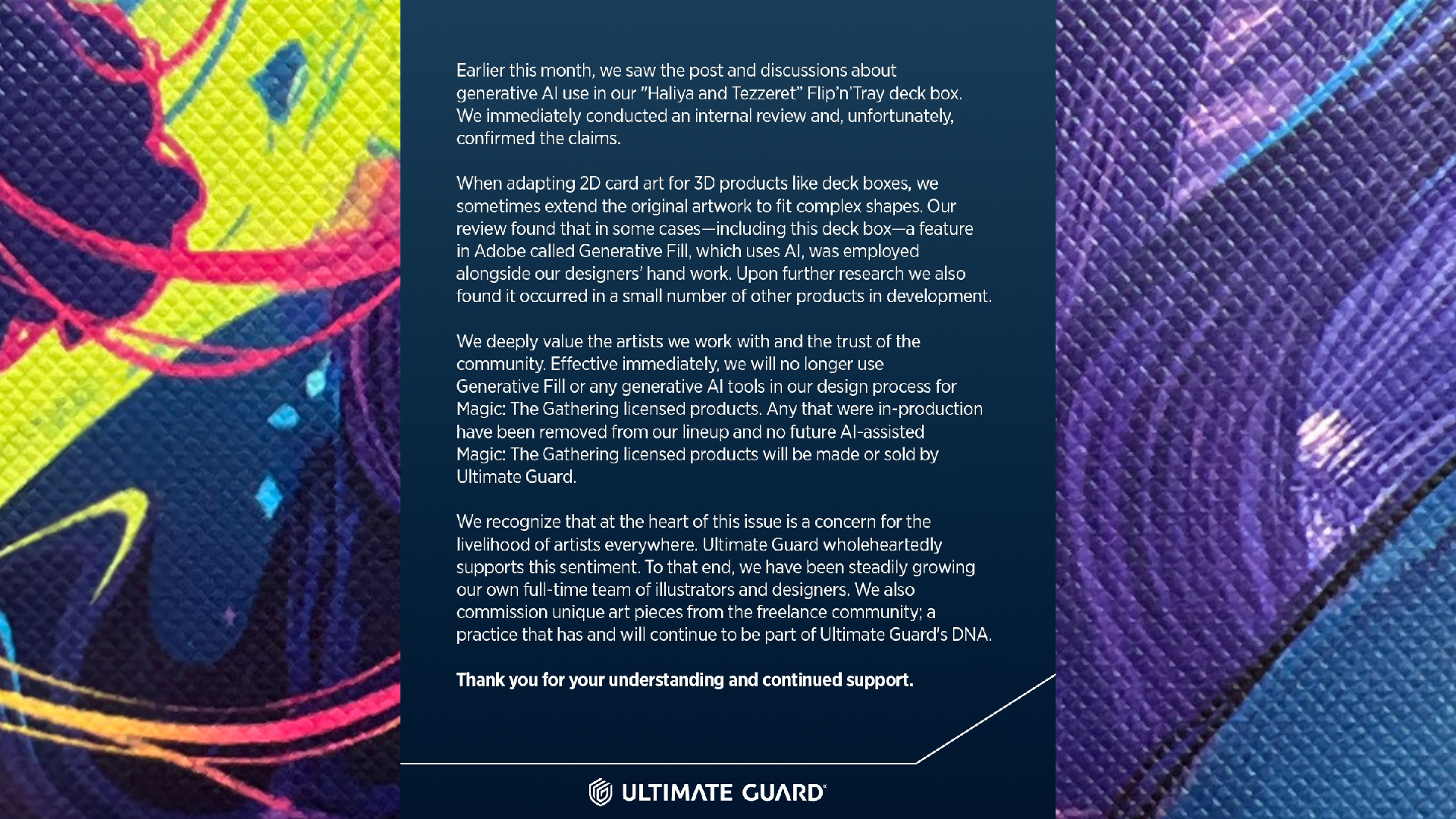 Ultimate Guard Releases Statement About Recent AI Usage