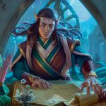 Illustration by Christina Kraus of Elrond reading moon runes.