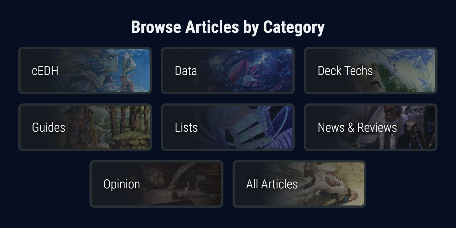 Screenshot of EDHREC Redesign categories