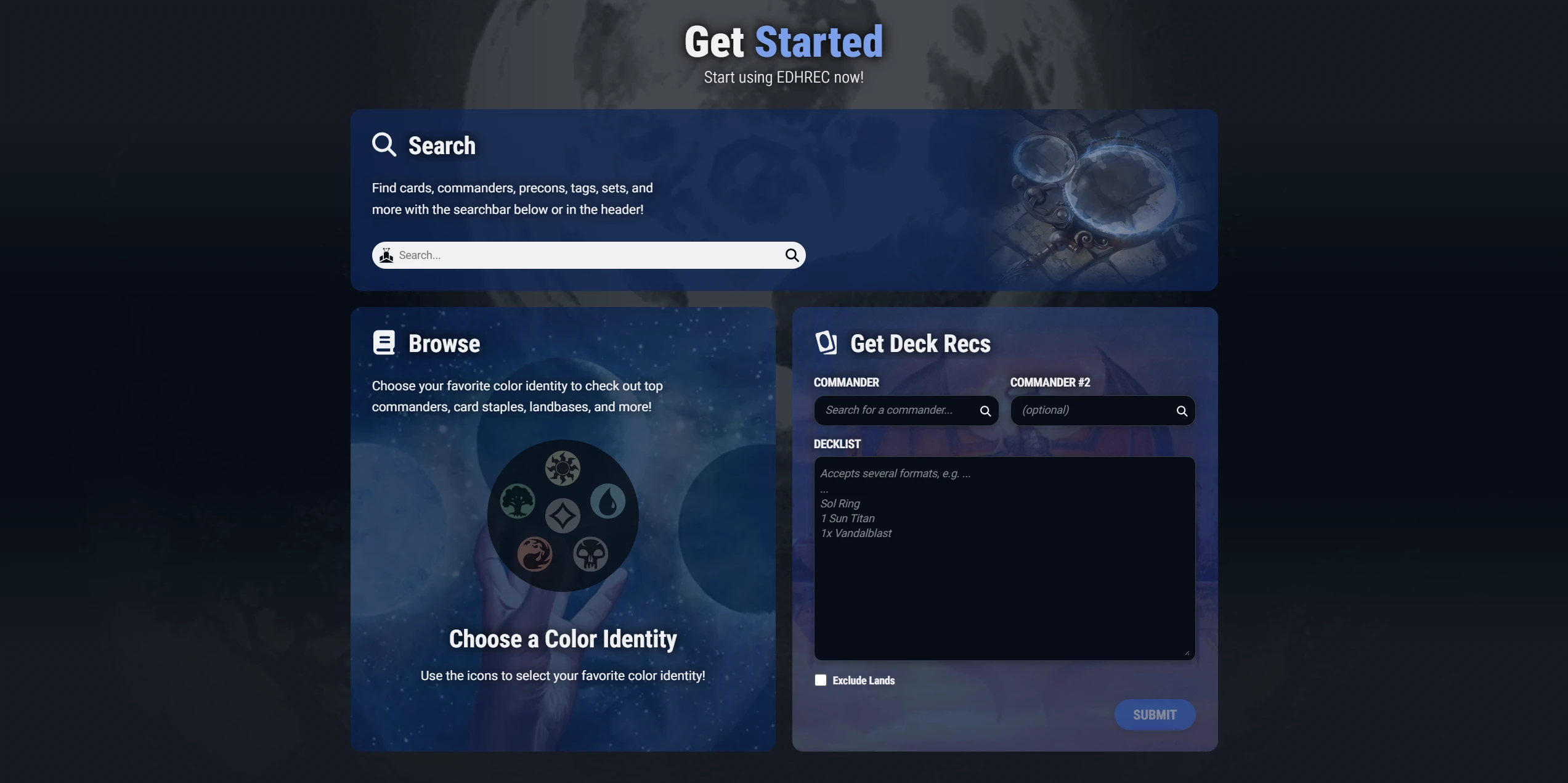 Screenshot of EDHREC Redesign: Homepage